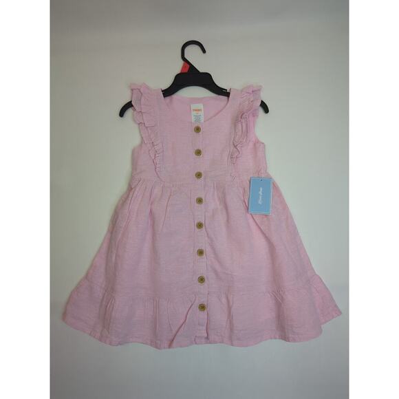 New Gymboree Linen Cotton Dress Pink Sundress with Ruffles Size 2T - Picture 5 of 6